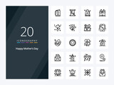 20 Happy Mothers Day Outline icon for presentation