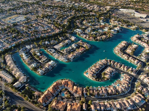 Aerial of West Sahara gated community in Las Vegas, Nevada photo