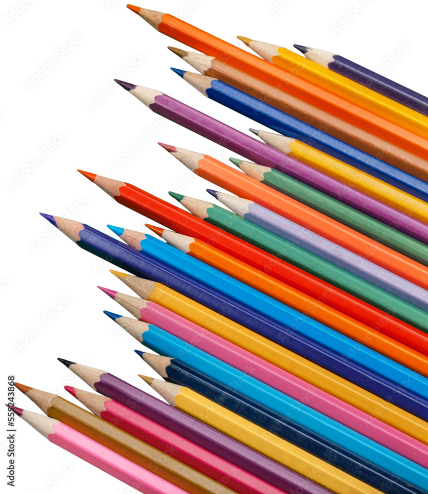 Many different colorful pencils collection