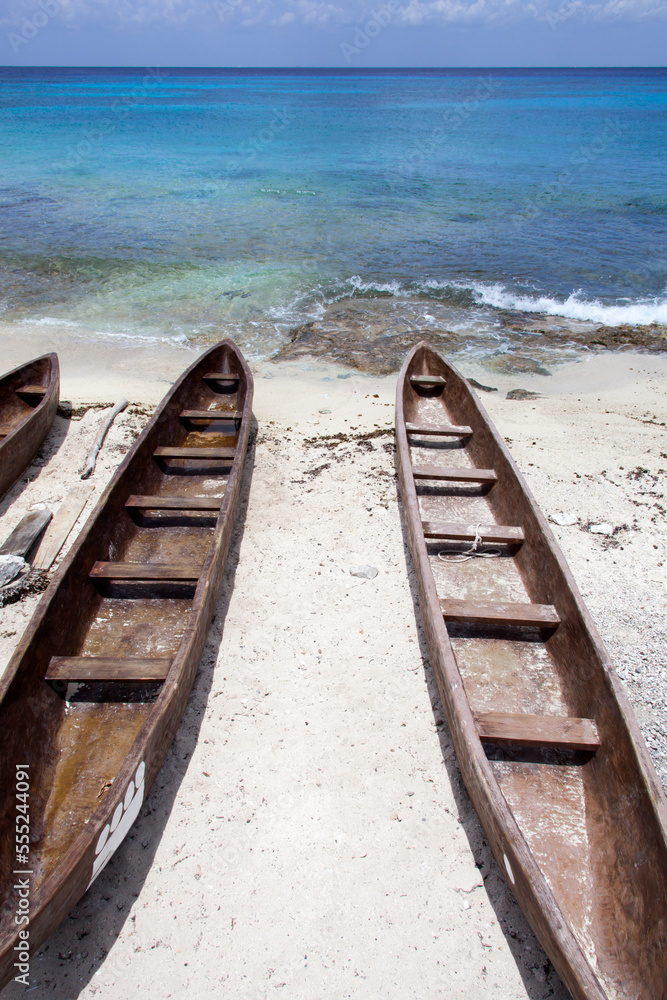 Cozumel Island Traditional Wooden Canoes