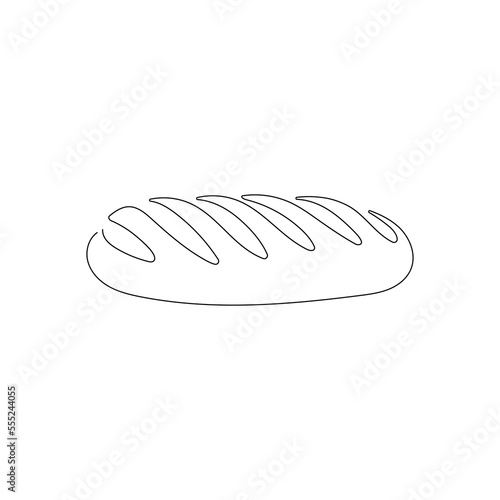 Loaf of bread in one continuous line drawing. Bakery and cafe concept. Hand drawn vector illustration.