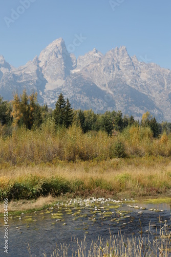 Grand Teton Mountain Range in autumn photo