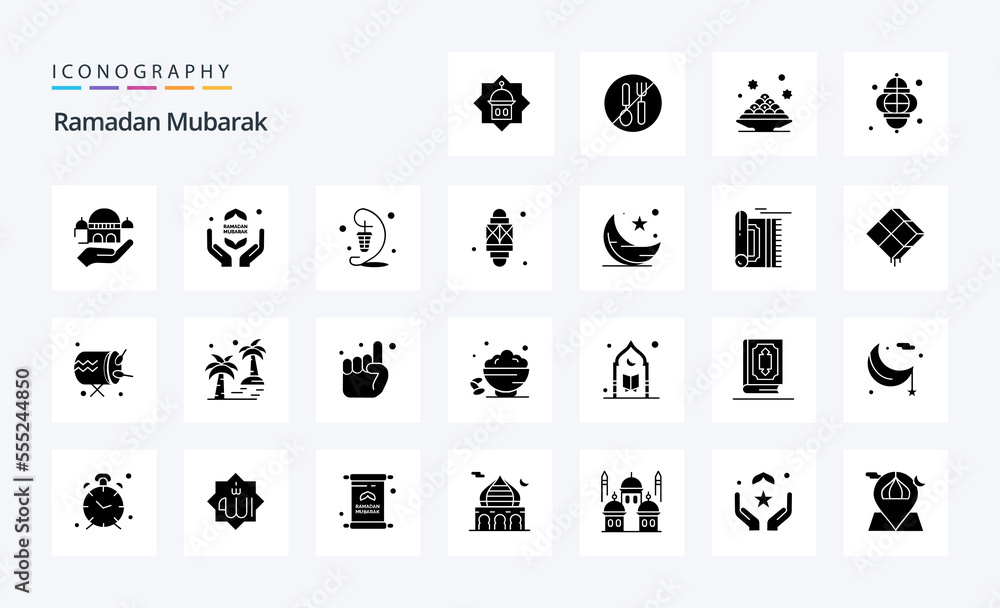 25 Ramadan Solid Glyph icon pack