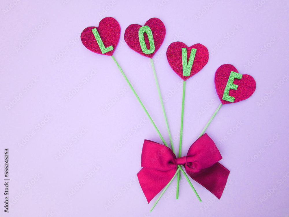      Valentine's Day background. Ribbons and hearts.Valentine's day concept. 