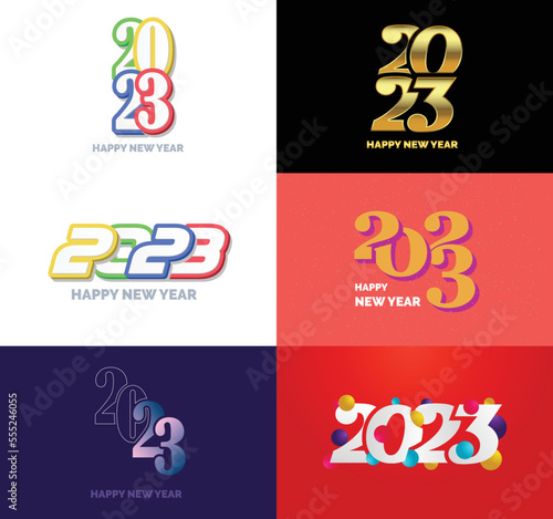 Big Set of 2023 Happy New Year logo text design 2023 number design template