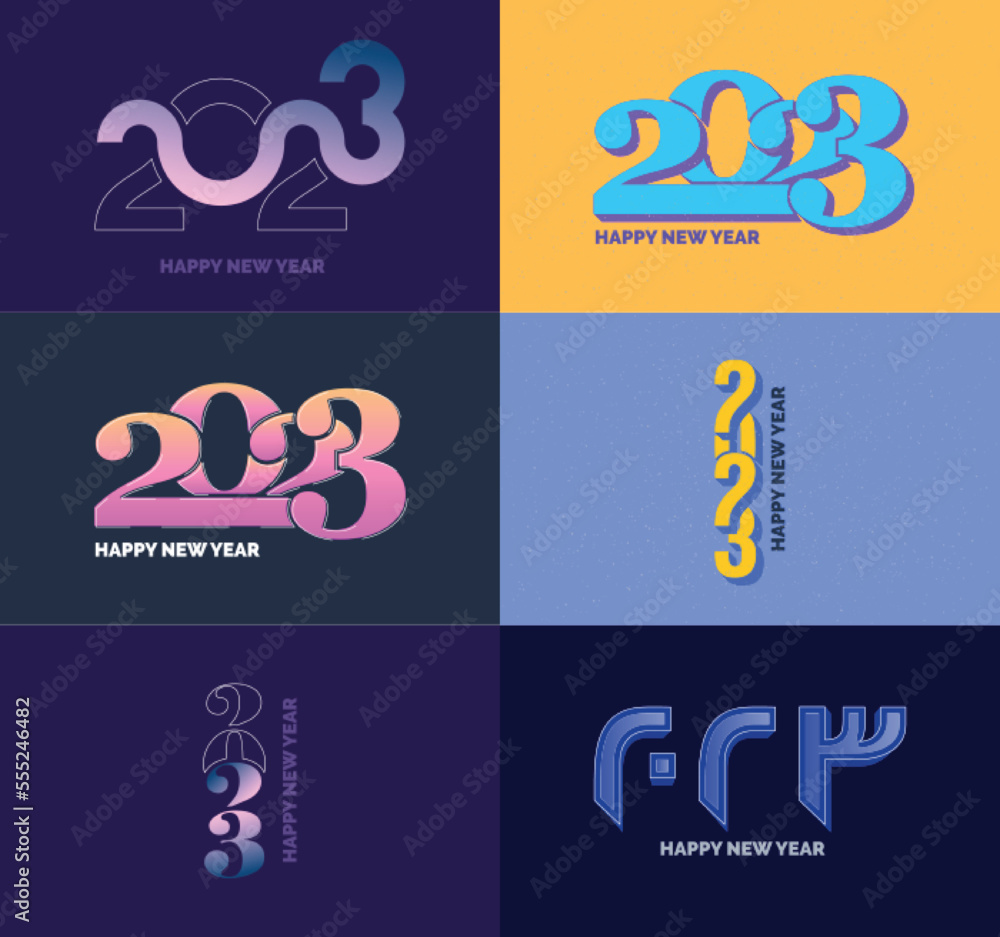 Big Set of 2023 Happy New Year logo text design 2023 number design template