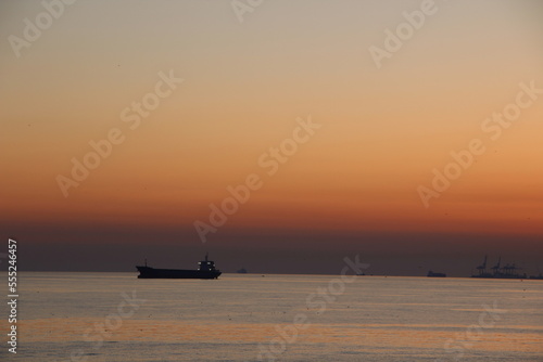 fishing boat at sunset