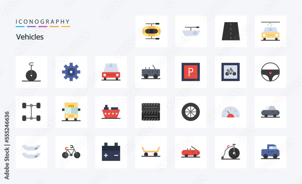 25 Vehicles Flat color icon pack