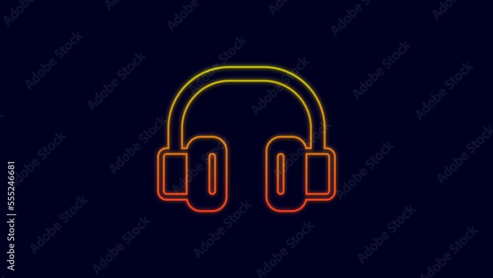 Glowing neon line Headphones icon isolated on blue background. Earphones. Concept for listening to music, service, communication and operator. 4K Video motion graphic animation Glowing neon line Headphones icon isolated on blue background. Earphones. Concept for listening to music, service, communication and operator. 4K Video motion graphic animation