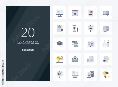 20 Education Flat Color icon for presentation