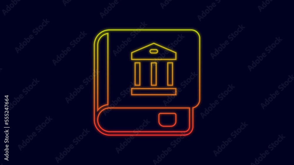 Glowing neon line Law book icon isolated on blue background. Legal judge book. Judgment concept. 4K Video motion graphic animation Glowing neon line Law book icon isolated on blue background. Legal judge book. Judgment concept. 4K Video motion graphic animation
