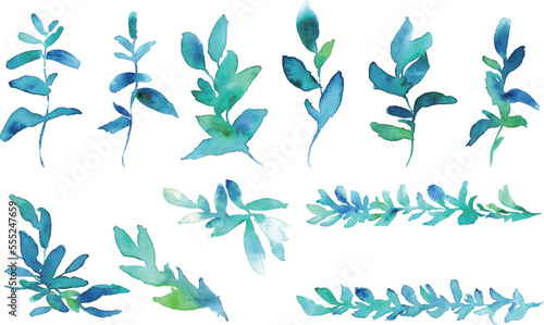 水彩画。水彩タッチの緑の植物ベクターイラスト。エレガントな水彩植物装飾イラスト。
Watercolor painting. Green plant vector illustration with watercolor touch. Elegant watercolor plant decoration illustration.