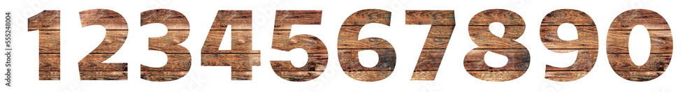 Old Wooden numbers 1 2 3 4 5 6 7 8 9 0 Isolated on a transparent background Old Wooden numbers 1 2 3 4 5 6 7 8 9 0 Isolated on a transparent background