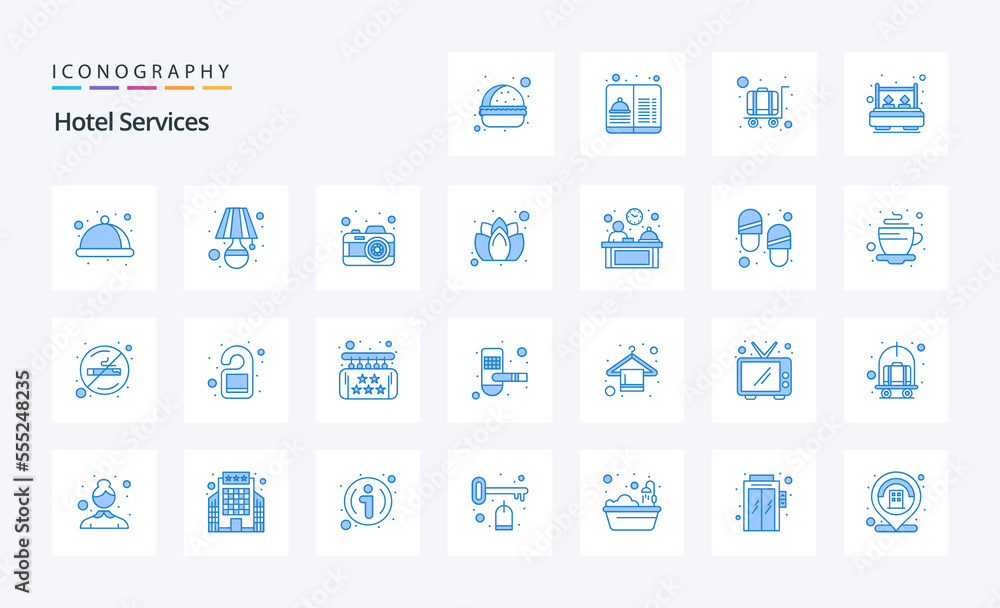 25 Hotel Services Blue icon pack