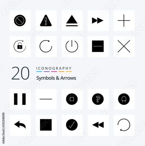 20 Symbols Arrows Solid Glyph icon Pack like ok circle charge check undo