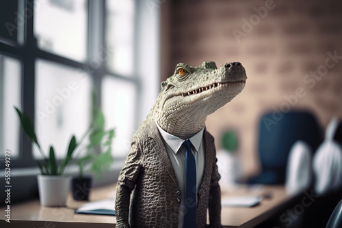 portrait of a crocodile in a suit, ai generated © wernerimages