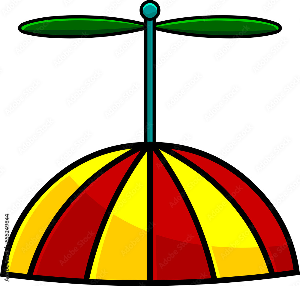 Cartoon Kid Propeller Hat. Hand Drawn Illustration Isolated On