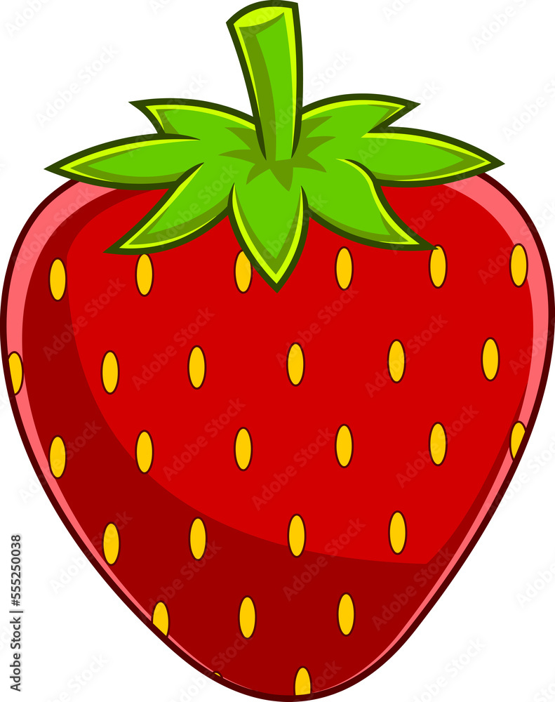 Obraz premium Cartoon Strawberry Fruit. Hand Drawn Illustration Isolated On Transparent Background