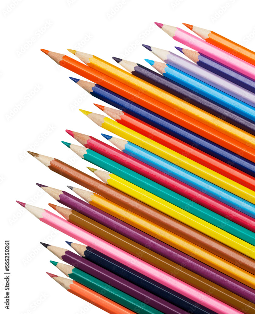 Many different colorful pencils collection