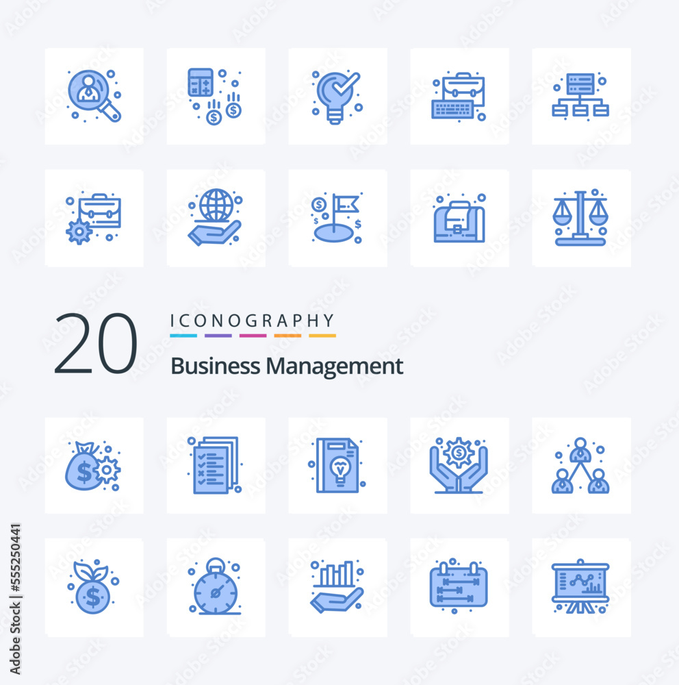 20 Business Management Blue Color icon Pack like management business business business operations business administration
