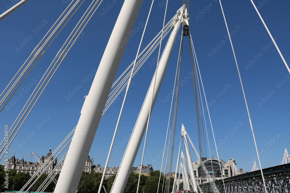 Hungerford Bridge over River Thames in London, England Great Britain Hungerford Bridge over River Thames in London, England Great Britain