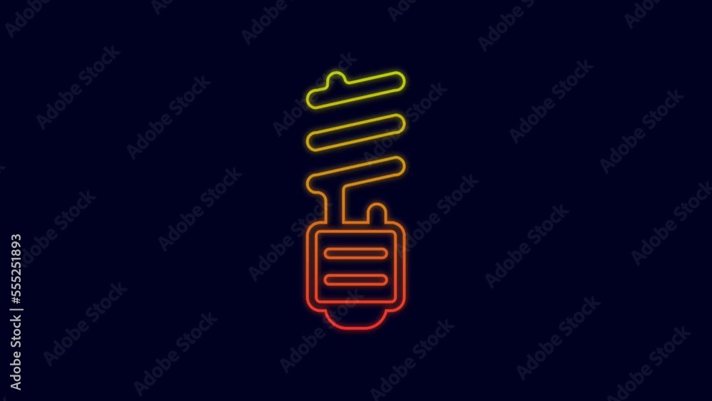 Glowing neon line LED light bulb icon isolated on blue background. Economical LED illuminated lightbulb. Save energy lamp. 4K Video motion graphic animation Glowing neon line LED light bulb icon isolated on blue background. Economical LED illuminated lightbulb. Save energy lamp. 4K Video motion graphic animation