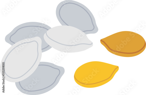 Pumpkin seeds flat icon Healthy vegan ingredient