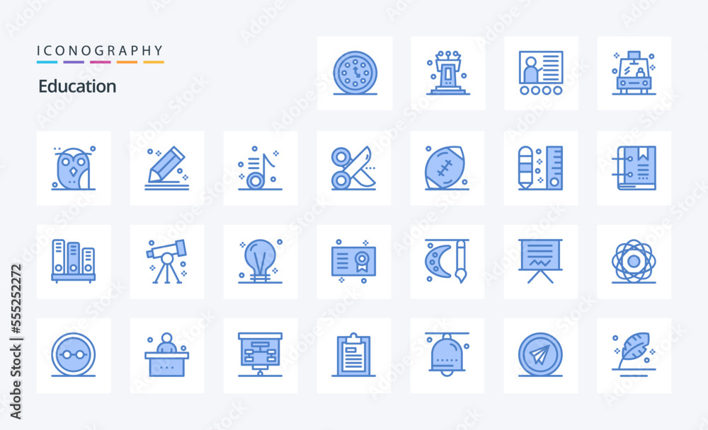 25 Education Blue icon pack