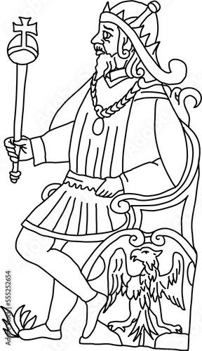 Tarot Marseille Middle Age Major Arcana vector lineart The Emperor L’Empereur