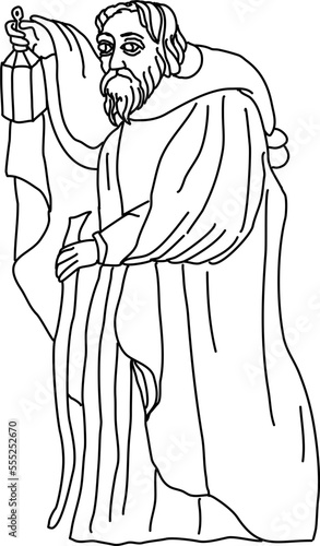 Tarot Marseille Middle Age Major Arcana vector lineart the Hermit L’Hermite photo