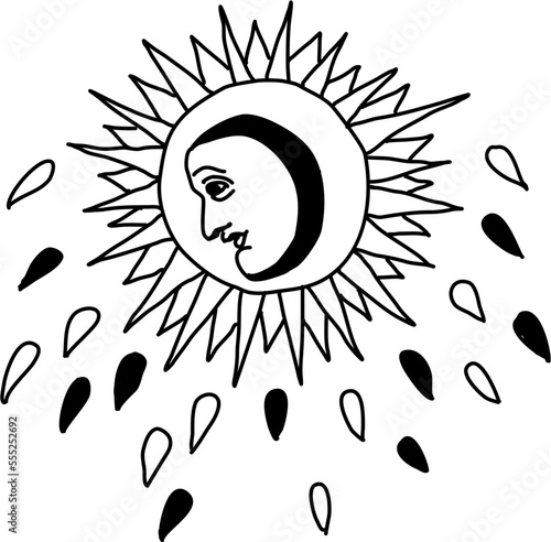 Tarot Marseille Middle Age Major Arcana vector lineart The Moon La Lune part 1
