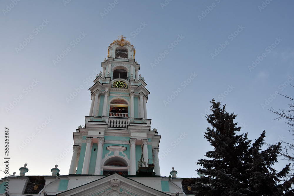 Trinity Sergius Lavra, Sergiev Posad, Russia. Color winter photo.