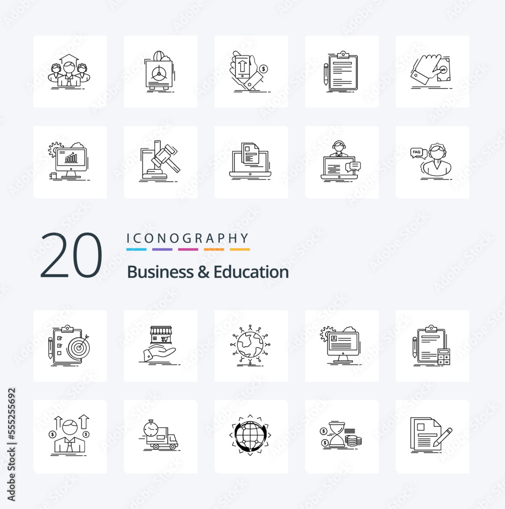 20 Business And Education Line icon Pack like report account online kids network