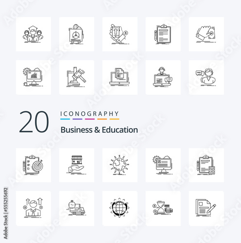 20 Business And Education Line icon Pack like report account online kids network