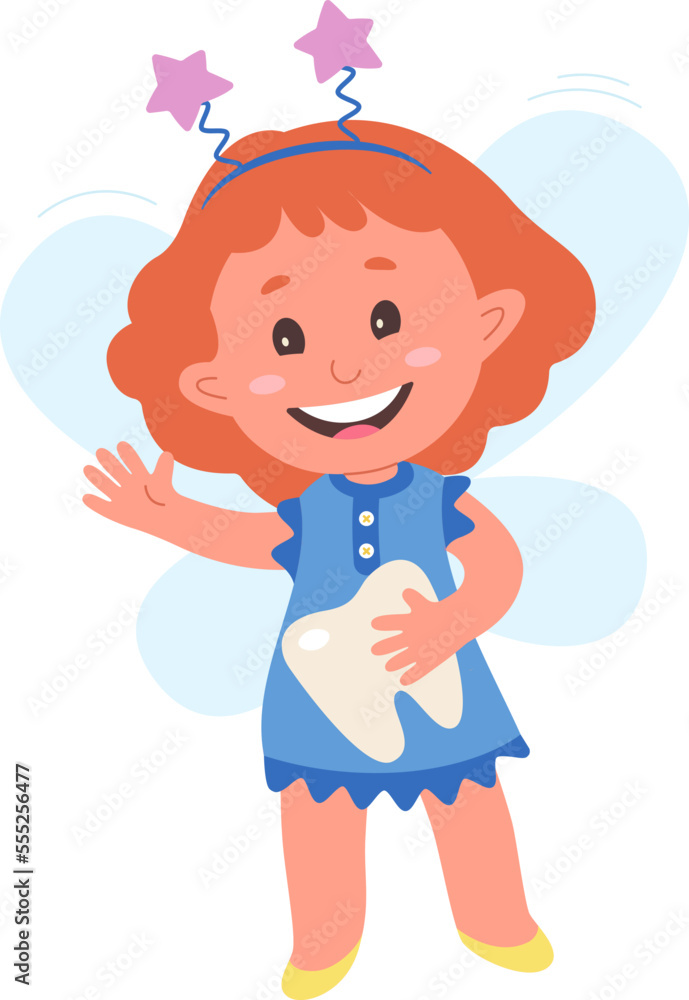Cartoon cute tooth fairy with teeth flat icon Magic dentist Cartoon cute tooth fairy with teeth flat icon Magic dentist