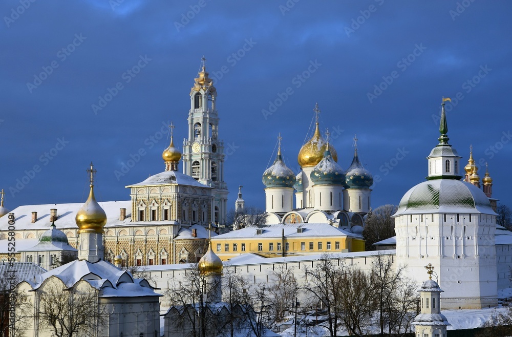 Trinity Sergius Lavra, Sergiev Posad, Russia. Color winter photo.