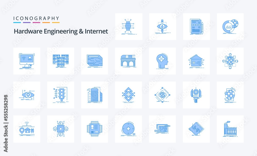 25 Hardware Engineering And Internet Blue icon pack