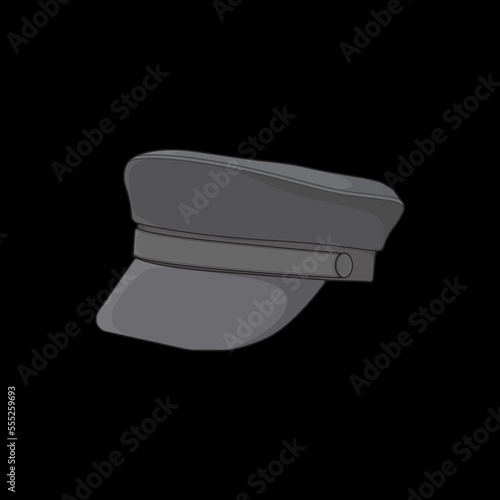 Military cap vector illustration isolated on black background. Military cap vector for coloring book.