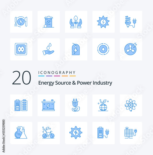 20 Energy Source And Power Industry Blue Color icon Pack like energy globe biomass friendly growth