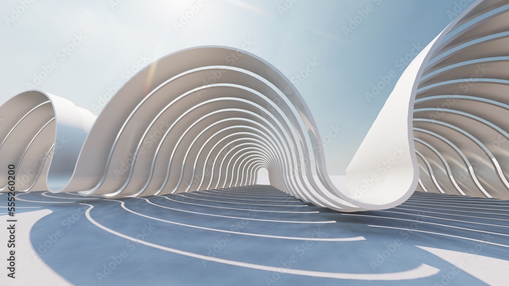 Futuristic architecture background 3d render Stock Illustration | Adobe ...