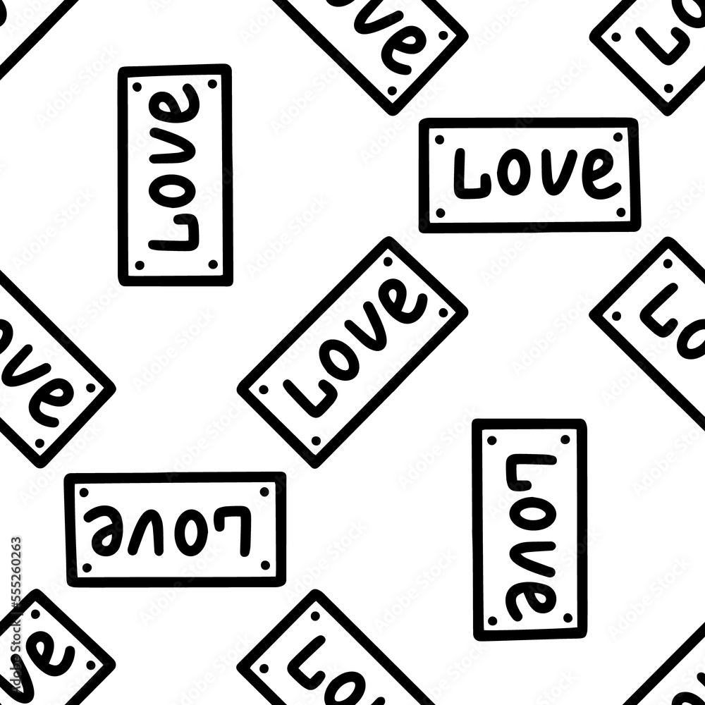 pattern with a sign with the inscription love pattern with a sign with the inscription love
