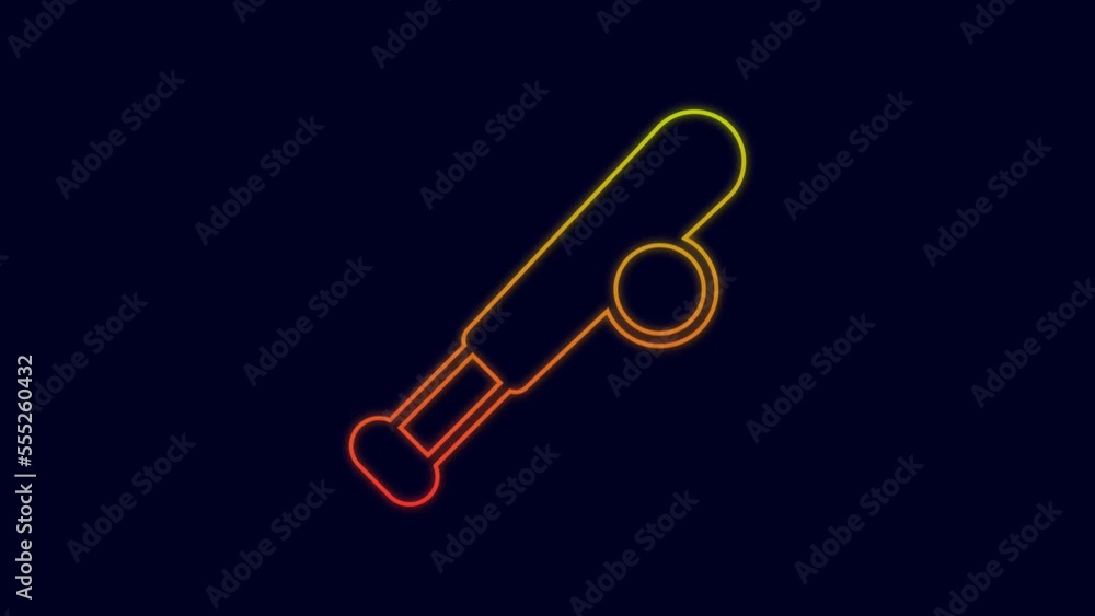 Glowing neon line Baseball bat with ball icon isolated on blue background. 4K Video motion graphic animation Glowing neon line Baseball bat with ball icon isolated on blue background. 4K Video motion graphic animation