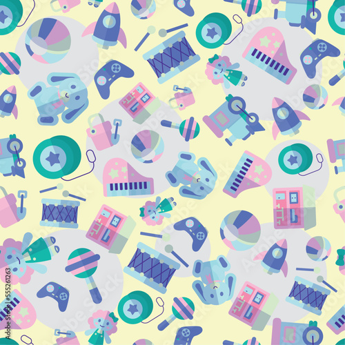 Seamless pattern background with toy icons Vector illustration