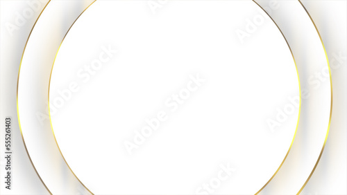 white luxury circle background and gold lines.3d illustration