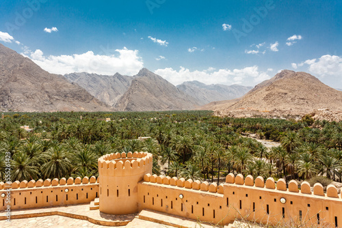 Panoramic view from the Nakhal fort in Nakhl, Oman, Arabia, Middle East