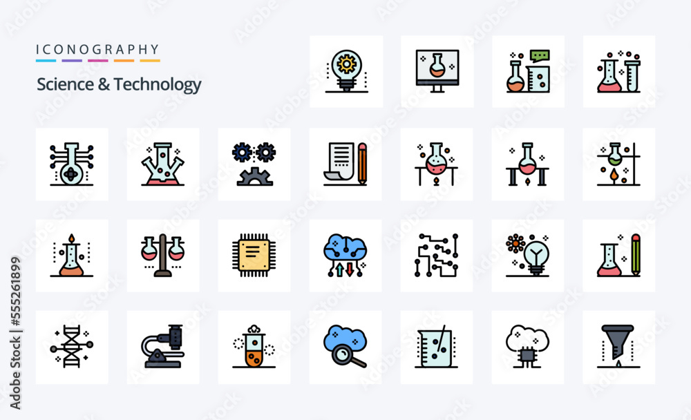 25 Science And Technology Line Filled Style icon pack
