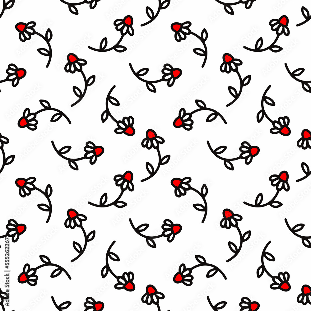 seamless linear pattern with chamomile flowers seamless linear pattern with chamomile flowers