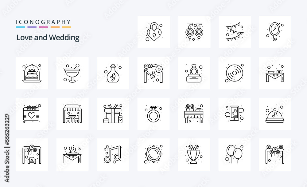 25 Wedding Line icon pack