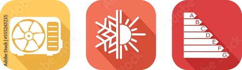 Icon of a reversible heat pump system for air conditioning
