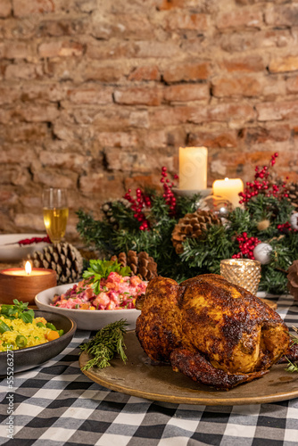 Mesa de navidad, año nuevo o acción de gracias. 